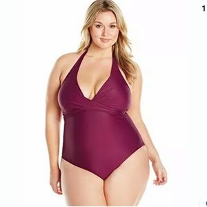 Coastal Blue Halter Swimsuit Zen Rose Plus Size